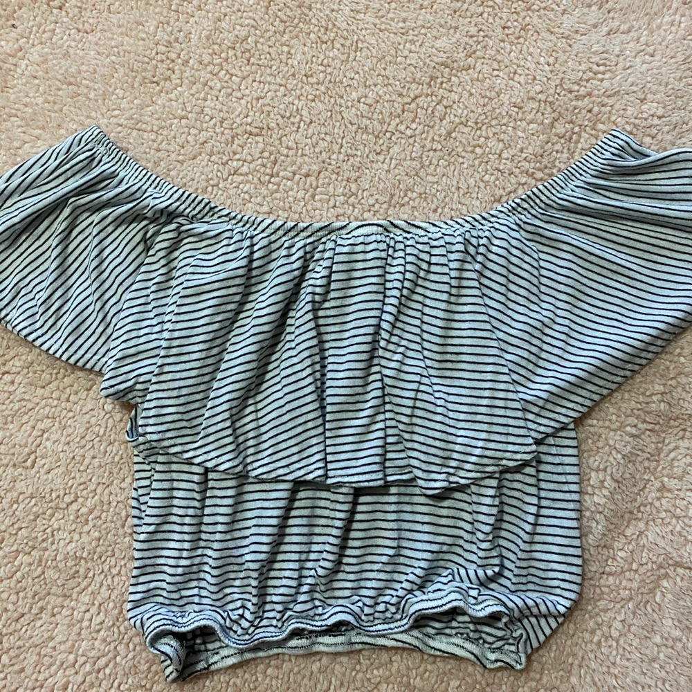 Forever 21 Striped off the shoulder crop top M